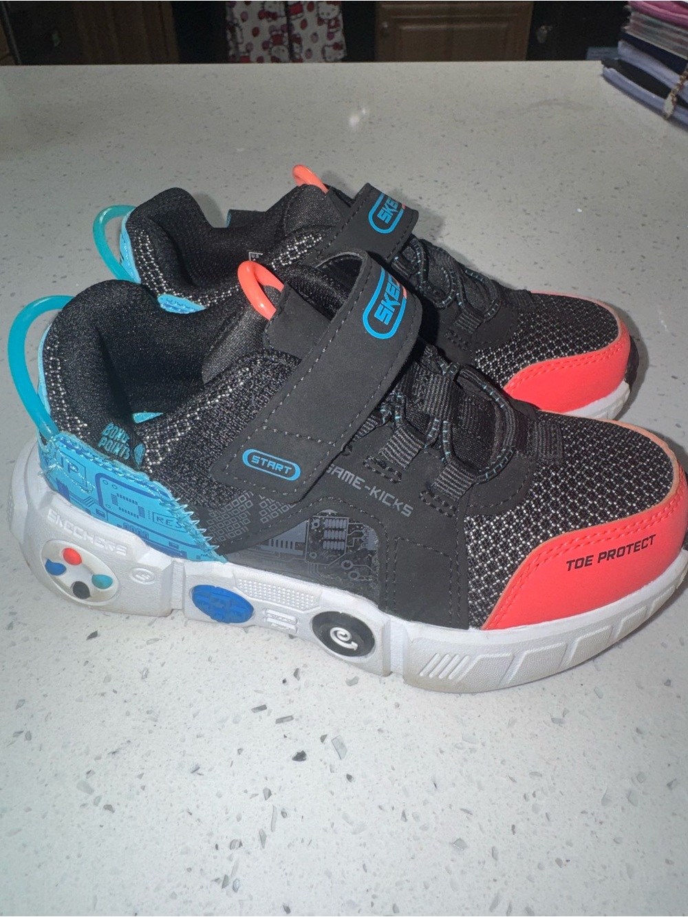 Skechers Kids Black and Blue Gamer Sneakers